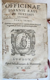1559 OFFICINA BY RAVISIUS TEXTOR ANTIQUE VELLUM BOUND 16TH CENTURY DICTIONARY