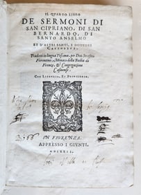 1572 DE SERMONI DI SAN CIPRIANO SAN BERNARDO & SANTO ANSELMO ANTIQUE VELLUM