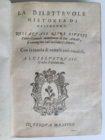 1582 LA DILETTEVOLE HISTORIA DI HELIODORO ANTIQUE IN ITALIAN VELLUM BINDING