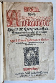 1583 ILLUSTRATED POSTILLA ANTIQUE 80 WOODCUTS CRANACH SCHOOL ARTIST
