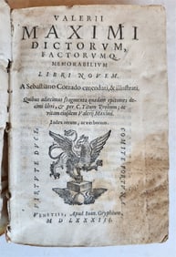 1583 VALERII MAXIMI DICTORUM FACTORUMQ ANTIQUE 16TH CENTURY VELLUM BINDING