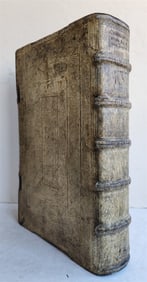 1588 DISPUTATIONES AGAINST HERETICS ROBERTI BELLARMINI ANTIQUE PIGSKIN FOLIO V.2