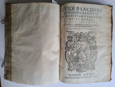 1593 NOTITIA UTRAQUE BY GUIDO PANCIROLI FULLY ILLUSTRATED ANTIQUE VELLUM 16TH C.