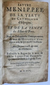 1595 SATYRE MENIPPEE ILLUSTRATED ANTIQUE 16TH CENTURY POLITICAL & SATIRICAL WORK