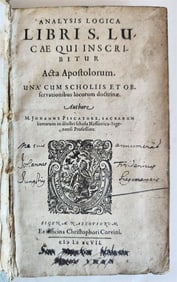 1597 ANALYSIS LOGICA BY JOHANNES PISCATOR ANTIQUE RARE PIGSKIN BINDING 16TH CEN