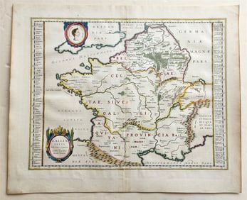 1640 MAP OF ANCIENT FRANCE BY WILLEM BLAEU ANTIQUE AUTHENTIC HAND COLORED