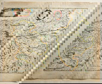 1640 MAP OF FRANCE LA PERCHE BY WILLEM BLAEU ANTIQUE AUTHENTIC HAND COLORED
