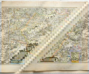 1640 MAP OF GERMANY ABBEY OF HERSFELD WILLEM BLAEU ANTIQUE AUTHENTIC HANDCOLORED