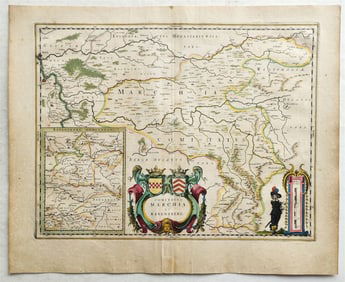 1640 MAP OF GERMANY RAVENSBERG BY WILLEM BLAEU ANTIQUE AUTHENTIC HAND COLORED