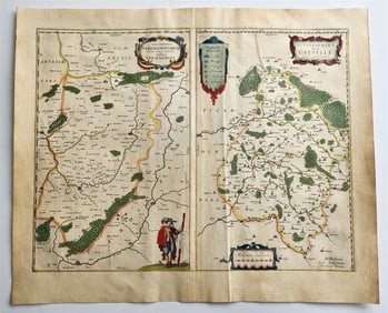 1640 MAP OF VERMANDOIS FRANCE BY WILLEM BLAEU ANTIQUE AUTHENTIC HAND COLORED