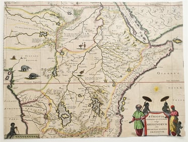 1644 ETHIOPIA AFRICA ANTIQUE MAP AETHIOPIA SUPERIOR INTERIOR VULGO ABISSINORUM
