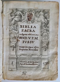 1648 BIBLE ILLUSTRATED IN LATIN ANTIQUE VELLUM BOUND BIBLIA SACRA