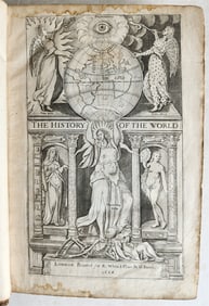 1666 HISTORY OF THE WORLD BY WALTER RALEIGH ANTIQUE ILLUSTRATED FOLIO W/ 8 MAPS