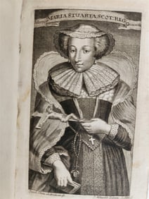 1675 HISTORY ANTIQUE 17TH CENT. HAND TOOLED PIGSKIN MARY STUART