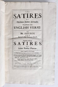 1693 JUVENAL & PERSIUS THE SATYRES 1ST DRYDEN EDITION ANTIQUE FOLIO IN ENGLISH