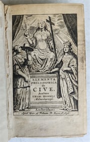 1696 POLITICAL PHILOSOPHY ANTIQUE ELEMENTA PHILOSOPHICA DE CIVE BY THOMAS HOBBES
