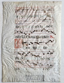 16TH - 17TH CENTURY ANTIPHONAL VELLUM CHART MANUSCRIPT ANTIQUE MUSIC SCORE 14X19