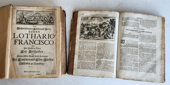 1702 OECONOMUS PRUDENS ILLUSTRATED 2 FOLIO VOLUMES ANTIQUE IN GERMAN