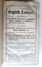 1732 ENGLISH LAWYER SHEWING NATURE & FORMS OF ORIGINAL WRITS BY W. BOHUM ANTIQUE