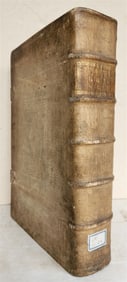 1749 BIBLE IN GERMAN & LATIN ANTIQUE HAND TOOLED PIGSKIN BOUND FOLIO