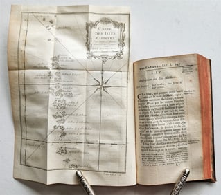 1750 HISTOIRE DES VOYAGES ANTIQUE ILLUSTRATED PAUL CAERDEN GOA MALDIVES TRAVELS