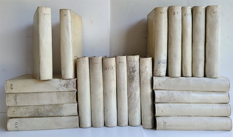 1752-1759 NETHERLANDS HISTORY 21 VOLUMES ANTIQUE ILLUSTRATED W/MAPS VELLUM BOUND
