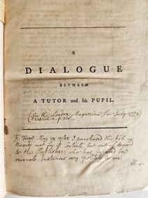 1768 DIALOGUE BETWEEN A TUTOR AND HIS PUPIL BY EDWARD LORD HERBERT ANTIQUE