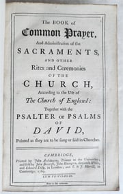 1769 BOOK OF COMMON PRAYER W/ PSALTER IN ENGLISH ANTIQUE