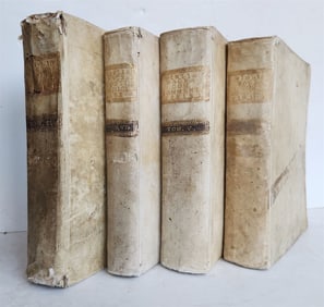 1775-1776 BIBLE COMMENTARY BY JACOBI TIRINI 4 VOLUMES ANTIQUE VELLUM BINDING