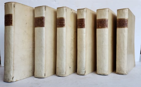 1782 CANON LAW & THEOLOGY BY F. FERRARIS 6 VOLUMES ANTIQUE VELLUM BINDING