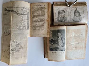 1796 VOYAGES OF CAPTAIN COOK 4 VOLS 1ST US EDITION ILLUSTRATED ANTIQUE ENGLISH