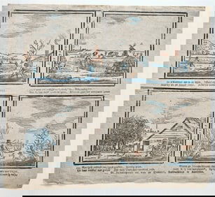 17TH CENTURY THE FOUR SEASONS OF THE YEAR DUTCH ENGRAVING ANTIQUE