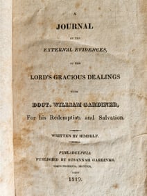 1819 JOURNAL OF EVIDENCES OF LORD'S DEALINGS WITH DR. WILLIAM GARDINER ANTIQUE