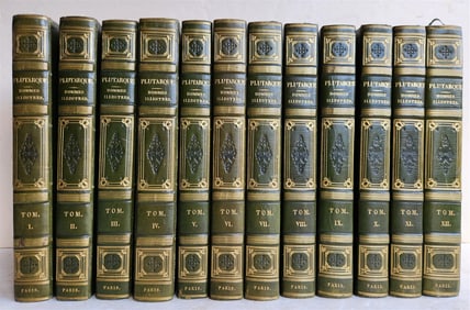 1826 LIVES OF ILLUSTRIOUS MEN BY PLUTARCH ANTIQUE ILLUSTRATED 12 VOLUMES FRENCH