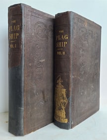 1840 FLAGSHIP VOYAGE AROUND THE WORLD ANTIQUE 2 VOLUMES 1ST EDITION RARE