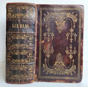 1844 ADVENTURES OF GIL BLAS ANTIQUE EARLY AMERICAN BINDING HARTFORD ILLUSTRATED
