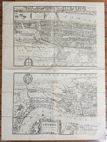 1860S MAP OF LONDON IN THE REIGN OF QUEEN ELIZABETH OLD & NEW ANTIQUE 30 BY 40"