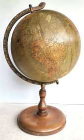 1930S TERRESTRIAL GLOBE BY C.S. HAMMOND NEW YORK ANTIQUE 12 INCHES DIAMETER