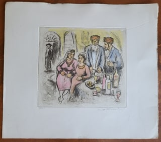 JEWISH WEDDING ORIGINAL SIGNED ETCHING BY IRA MOSKOWITZ JUDAICA