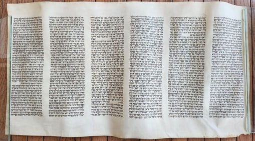 TORAH SCROLL FRAGMENT MANUSCRIPT ON VELLUM ANTIQUE BIBLE GENESIS 43:23 - 48:7