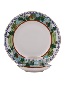RUSSIAN PORCELAIN PLATE, CUP W/ SAUCER, C. 1900S