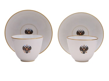 PAIR OF LARGE RUSSIAN PORCELAIN CUPS, IPF, 1912