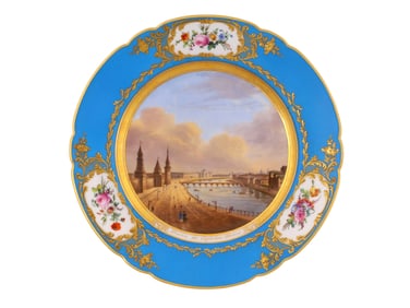 PORCELAIN PLATE, VIEW OF MOSCOW, 19TH CENTURY