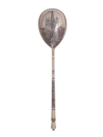 LARGE RUSSIAN SILVER-GILT NIELLO SPOON, 1908-1917