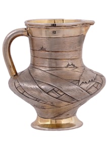 RUSSIAN SILVER TROMPE L?OEIL KVAS JUG, 1870