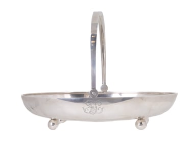 RUSSIAN SILVER BASKET WITH HANDLE, BY FABERGE MOSCOW, 1896