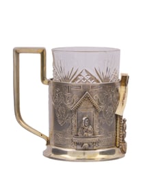 RUSSIAN SILVER FIGURATIVE TEA GLASS HOLDER, 1888