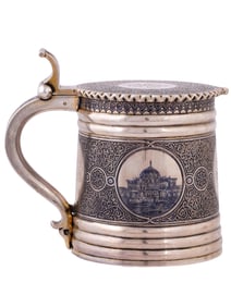 RUSSIAN SILVER NIELLO TANKARD, OVCHINNIKOV, 1878