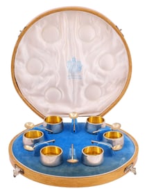SET OF 6 RUSSIAN SILVER SALT CELLARS, 1899-1903