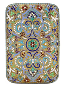 RUSSIAN SILVER AND ENAMEL CIGARETTE CASE, 1893